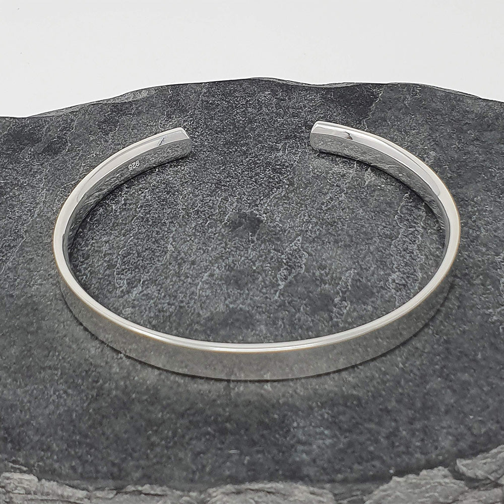 Classic Solid Plain 925 Silver Bangle For Men | Men's Plain Silver Bar Bangle