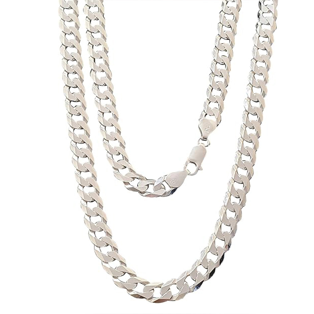 Men's 8mm Solid 925 Silver Curb Chain Necklace | Made in Italy