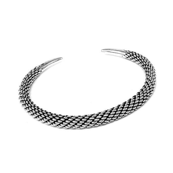 sterling silver tapered rope style bangle for men and women