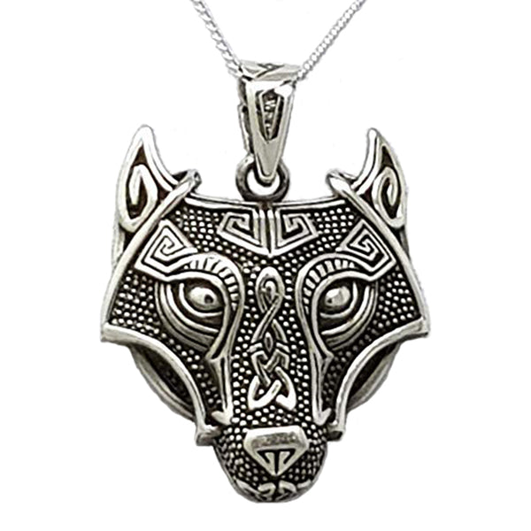 sterling silver wolf face pendant for men and women