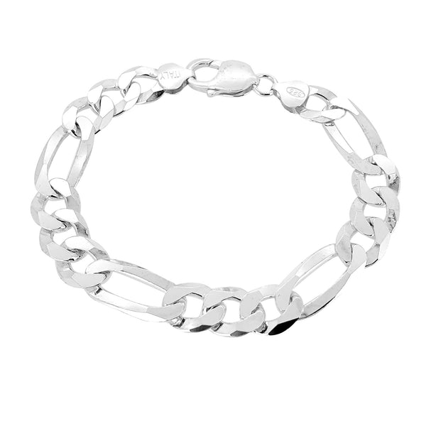 Sterling silver figaro chain link bracelet
