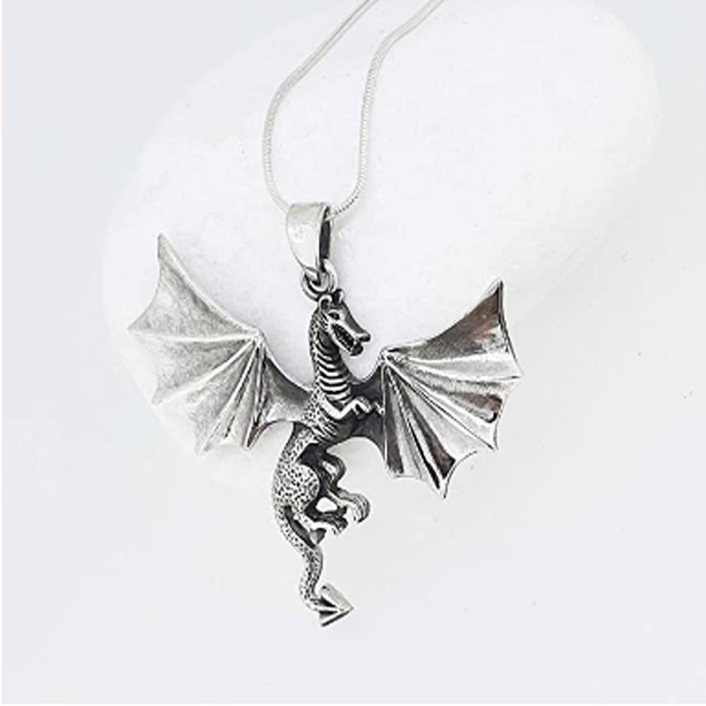Sterling Silver Celtic Flying Dragon Pendant on Chain for mens