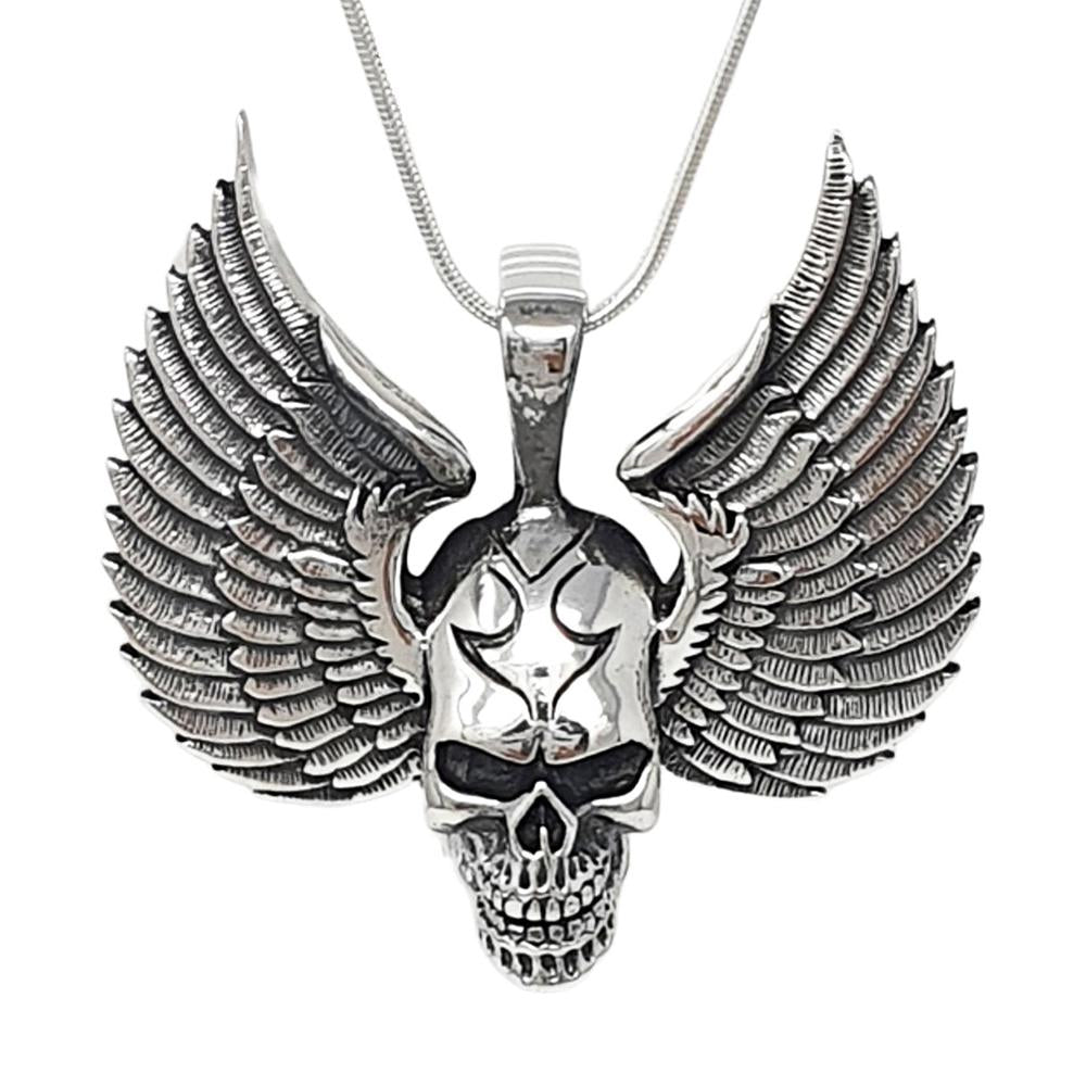 Bearded Skull Biker Motorcycle pendant Necklace, 925 solid sterling silver hotsell Unisex Pendant