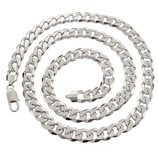 Chunky Heavy Curb Chain Necklace for Men Italian Sterling Silver Chain BikerJewellery