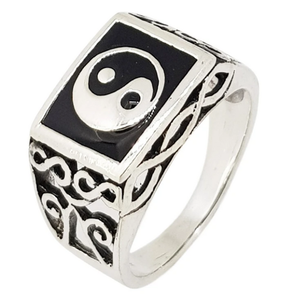 ying yang silver ring for men and women