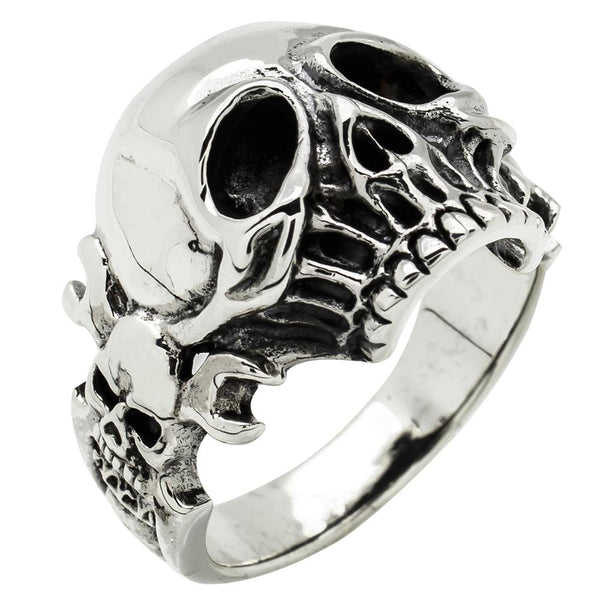 Heavy 925 silver SATAN skull ring for Biker