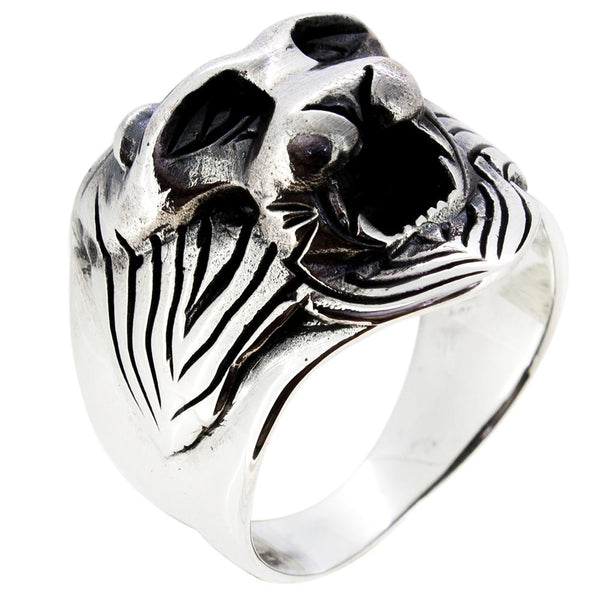 Heavy 925 silver lion ring