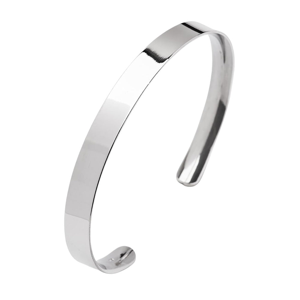 Classic Solid Plain 925 Silver Bangle For Men | Men's Plain Silver Bar Bangle