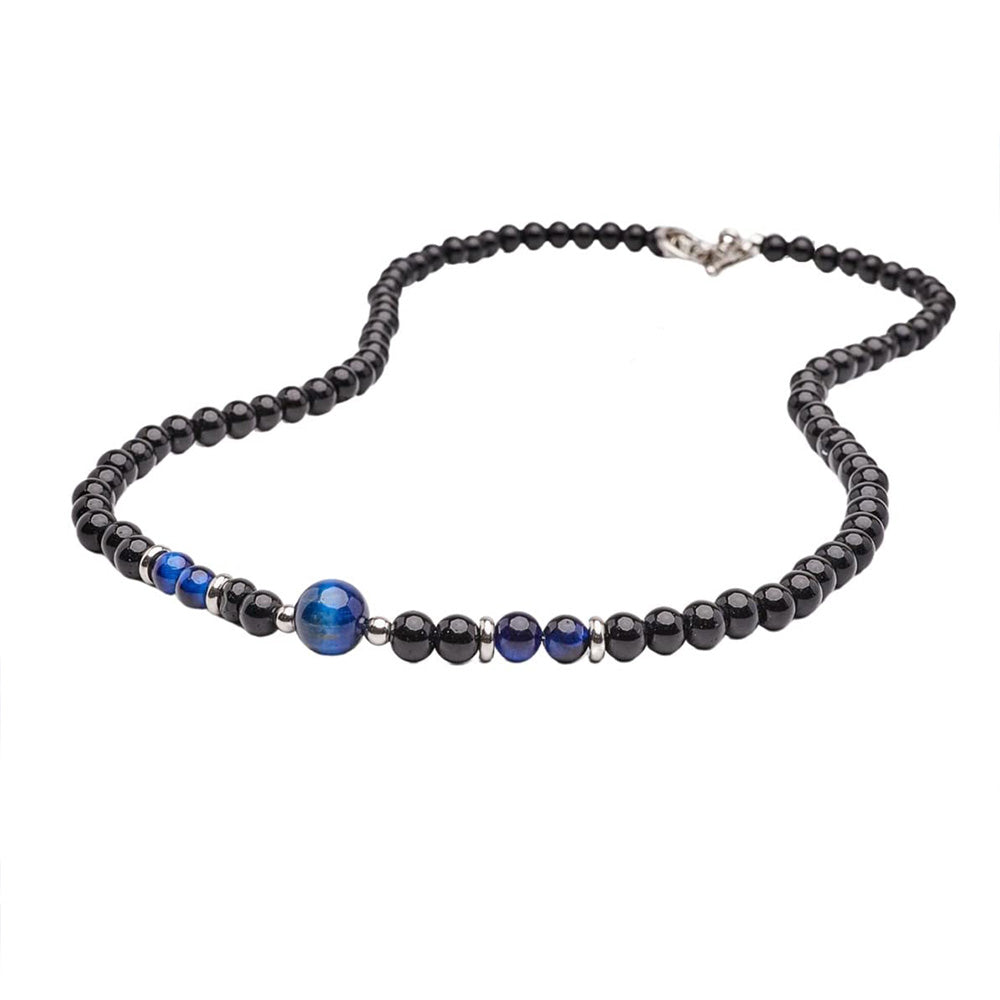 Handmade Black and Blue Beaded Necklace