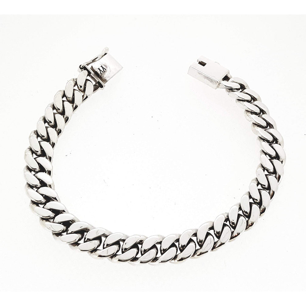 Men's Solid 925 Sterling Silver Cuban Curb Chain Bracelet