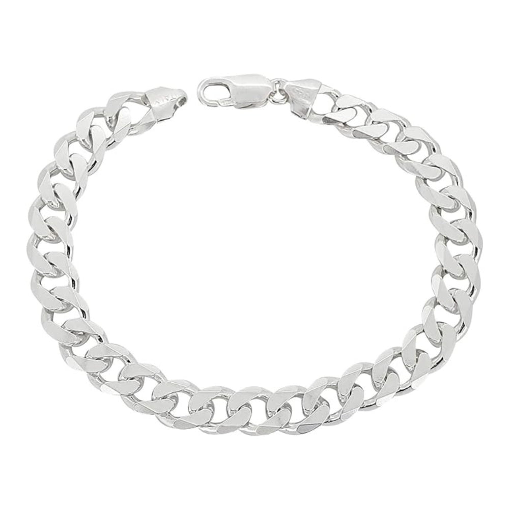 Men's 8.2mm Solid 925 Sterling Silver Curb Chain Bracelet