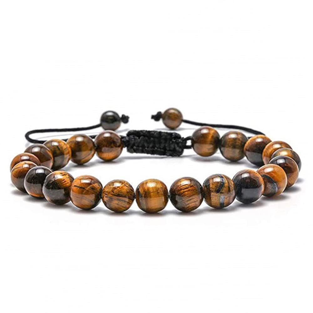 8mm Beaded Tigers Eye Gemstone Bracelet for men