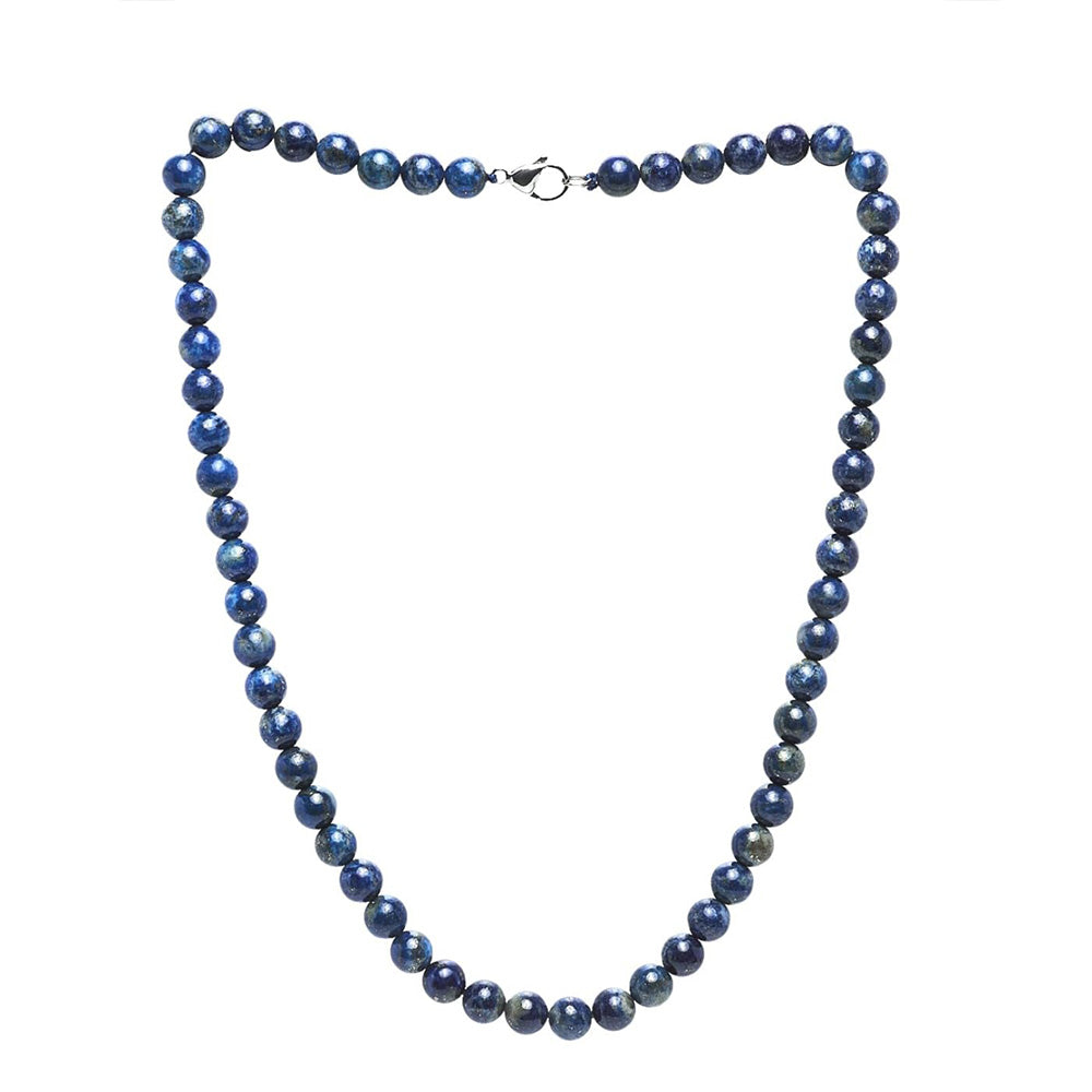 Handmade 8MM Lapis Lazuli Natural Beaded Necklace for Men 20In