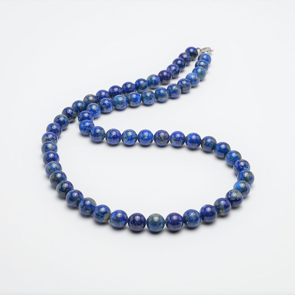 Handmade 8MM Lapis Lazuli Natural Beaded Necklace for Men 20In