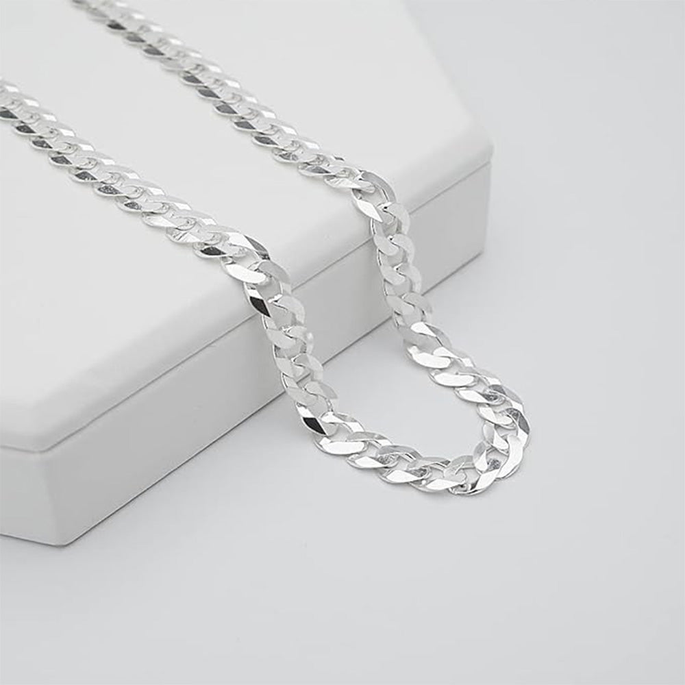 Men's 8mm Solid 925 Silver Curb Chain Necklace | Made in Italy