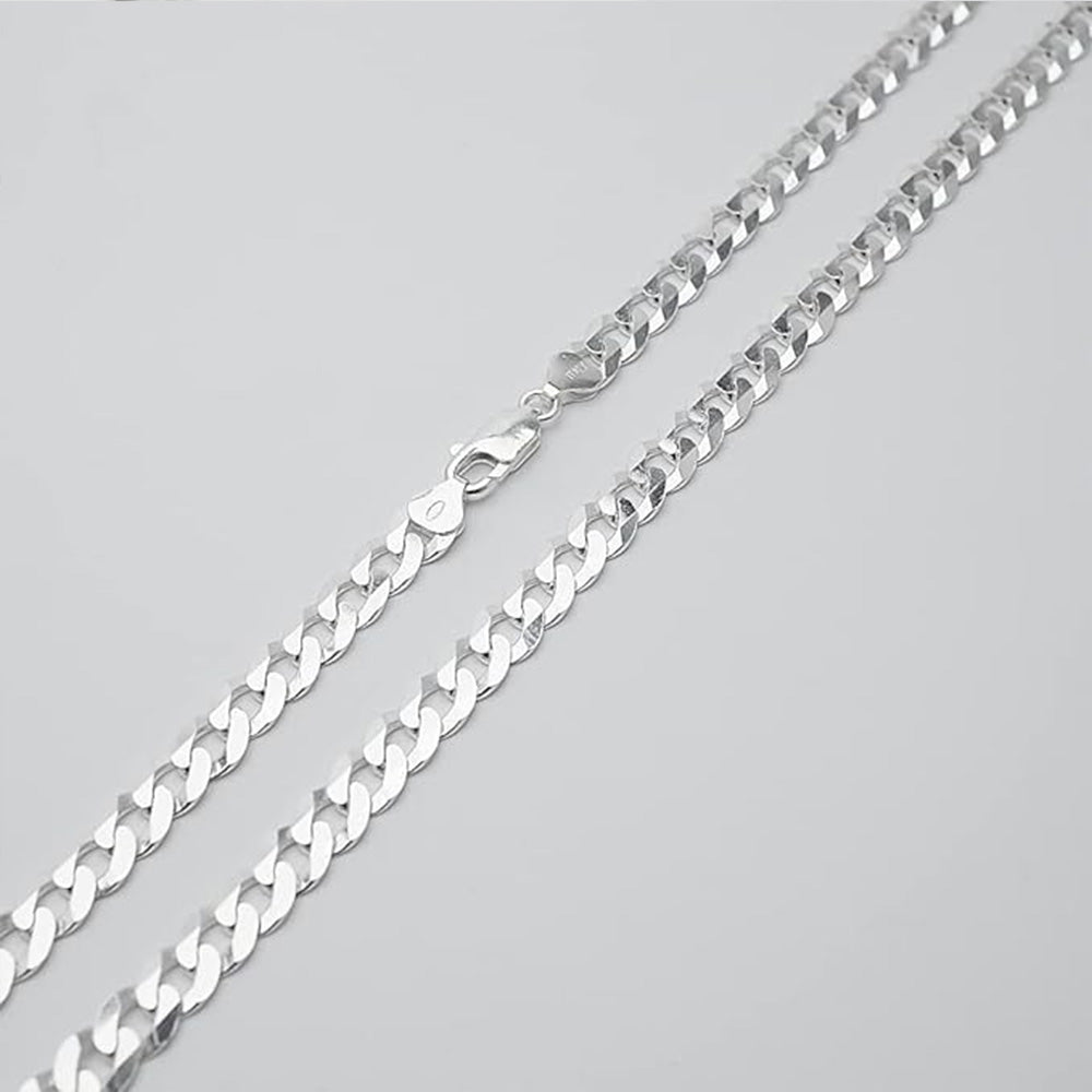 Men's 8mm Solid 925 Silver Curb Chain Necklace | Made in Italy