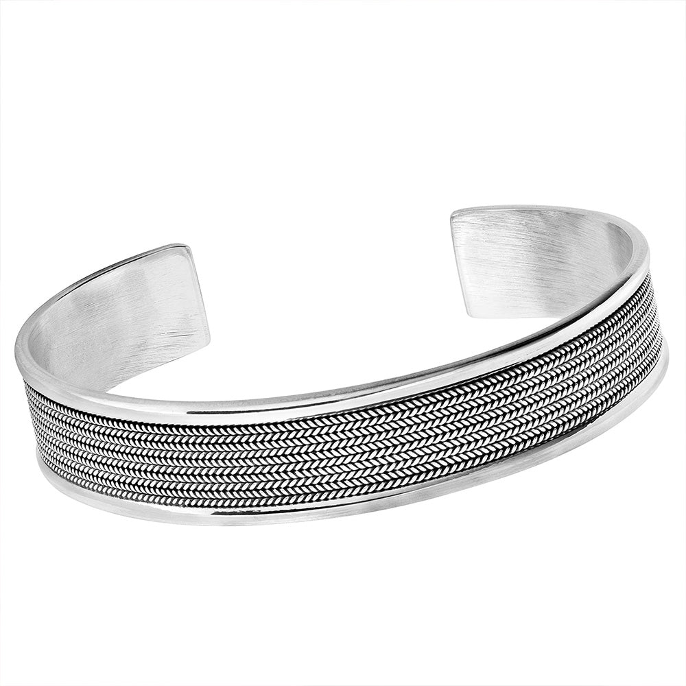 Classic 14mm Solid 925 Silver Open Cuff Bangle