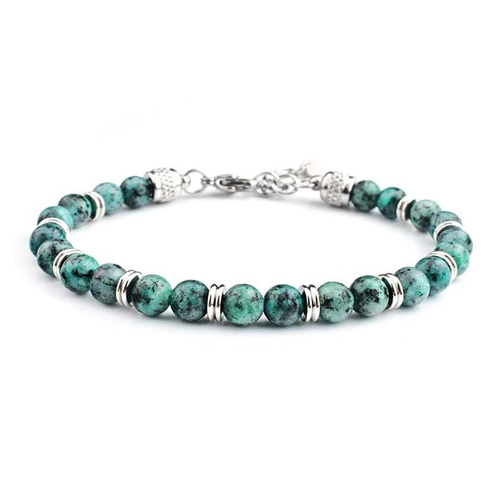 Handmade 6MM Blue African Pine Natural Adjustable Gemstone Bracelet