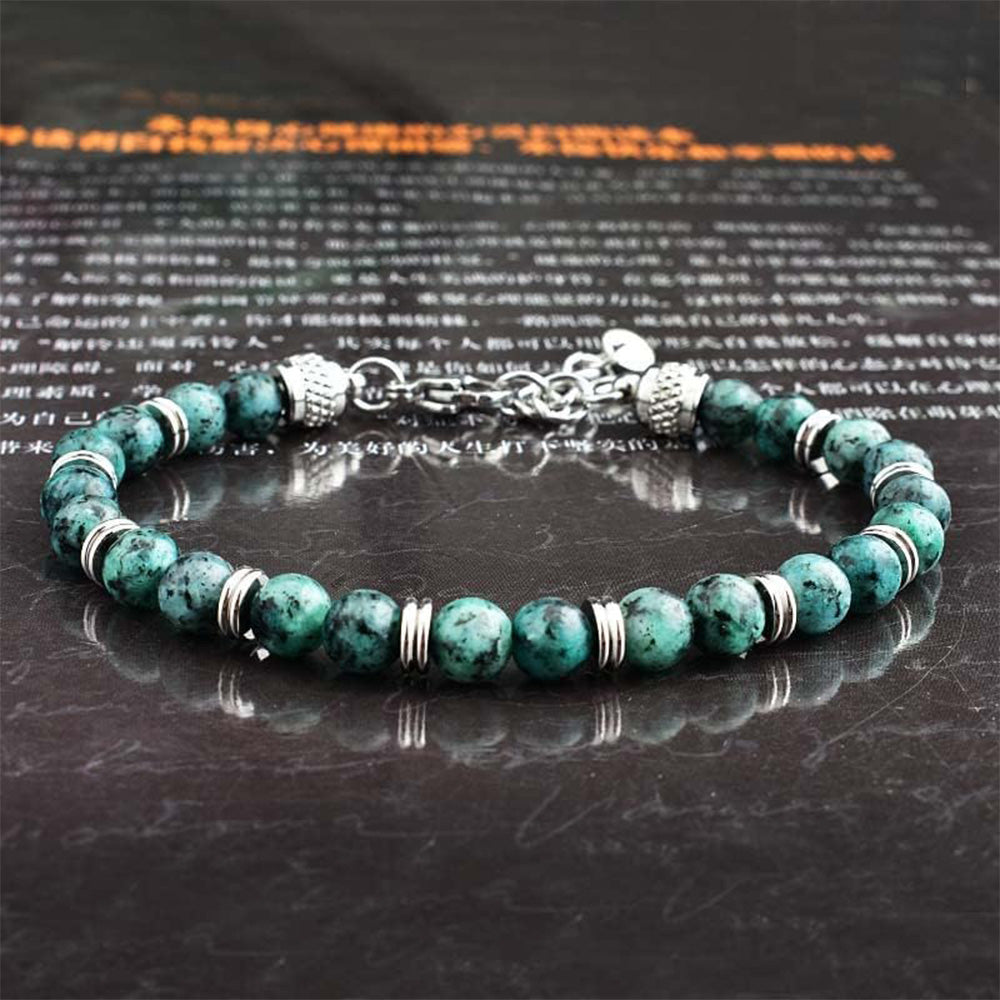 6MM Blue African Pine Natural Adjustable Gemstone Bracelet