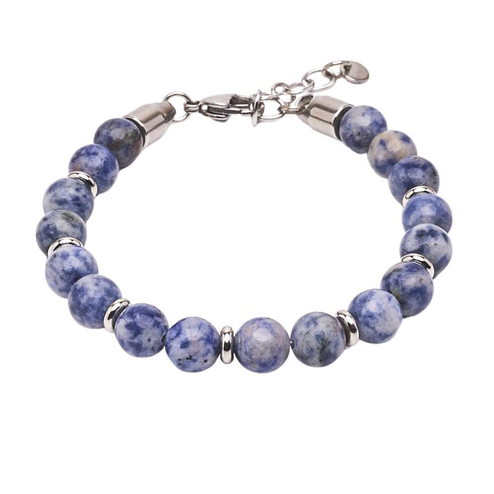 Handmade 8MM Blue Spots Natural Adjustable Gemstone Bracelet