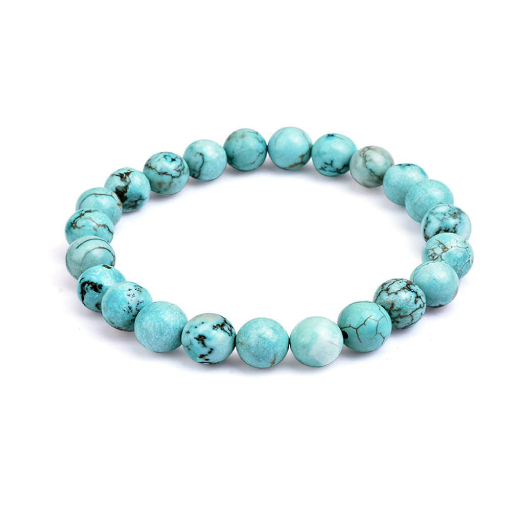 Handmade 8MM Blue Turquoise Natural Adjustable Gemstone Bracelet