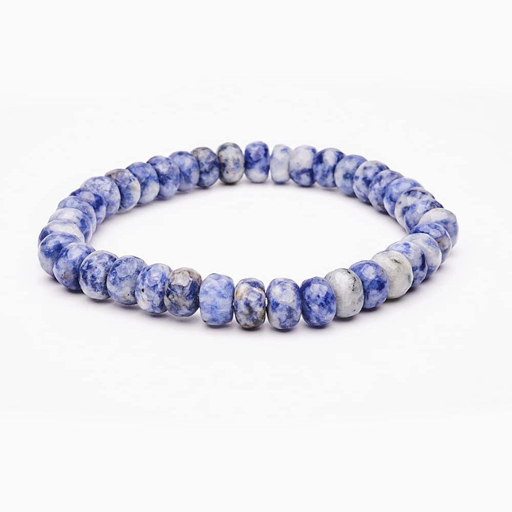 8mm Stackable Beaded Blue Spots Gemstone Bracelet for men