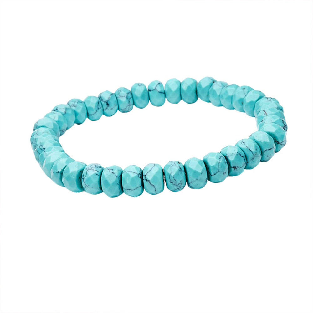 8mm Stackable Beaded Blue Turquoise Gemstone Bracelet