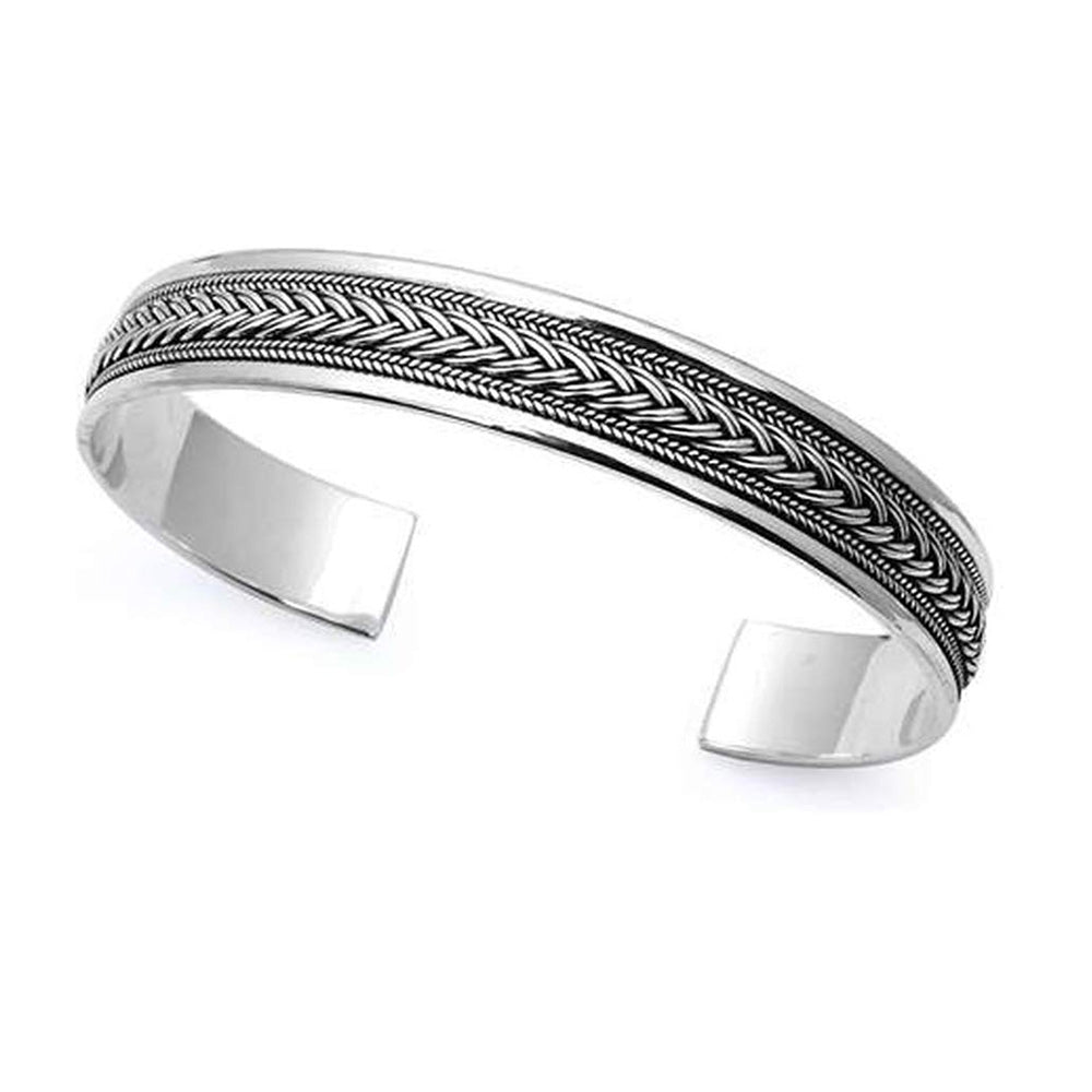 Men's Solid 925 Sterling Silver Celtic Braid Bangle