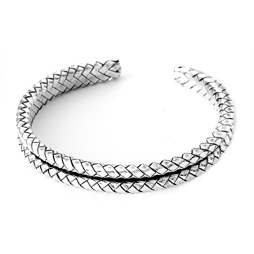 Men's Double Row Sterling Silver Bangle