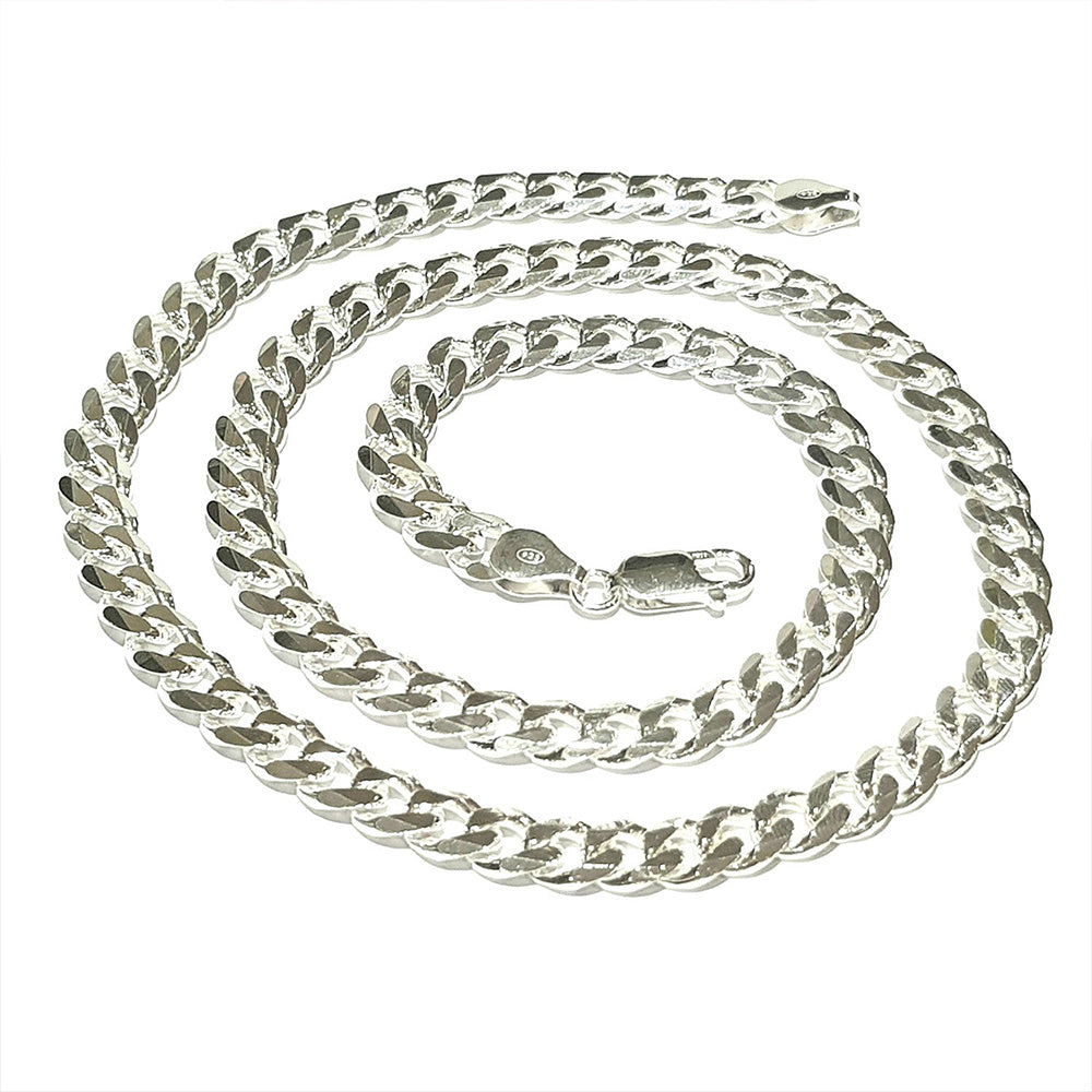 Men's 7mm Solid 925 Silver Curb Chain