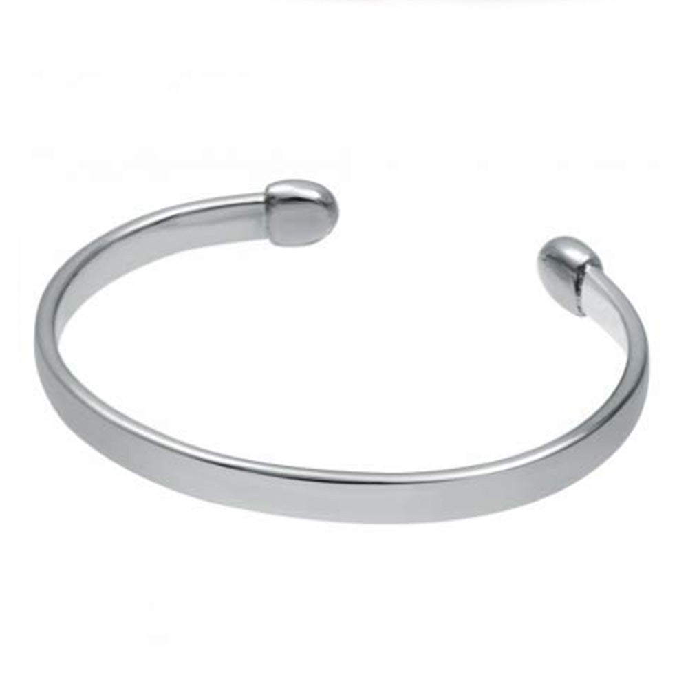 Men's Simple Solid 925 Sterling Silver Torque Bangle for Men