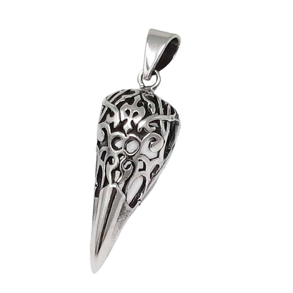 Men and Women's Sterling Silver Viking Raven Skull Pendant