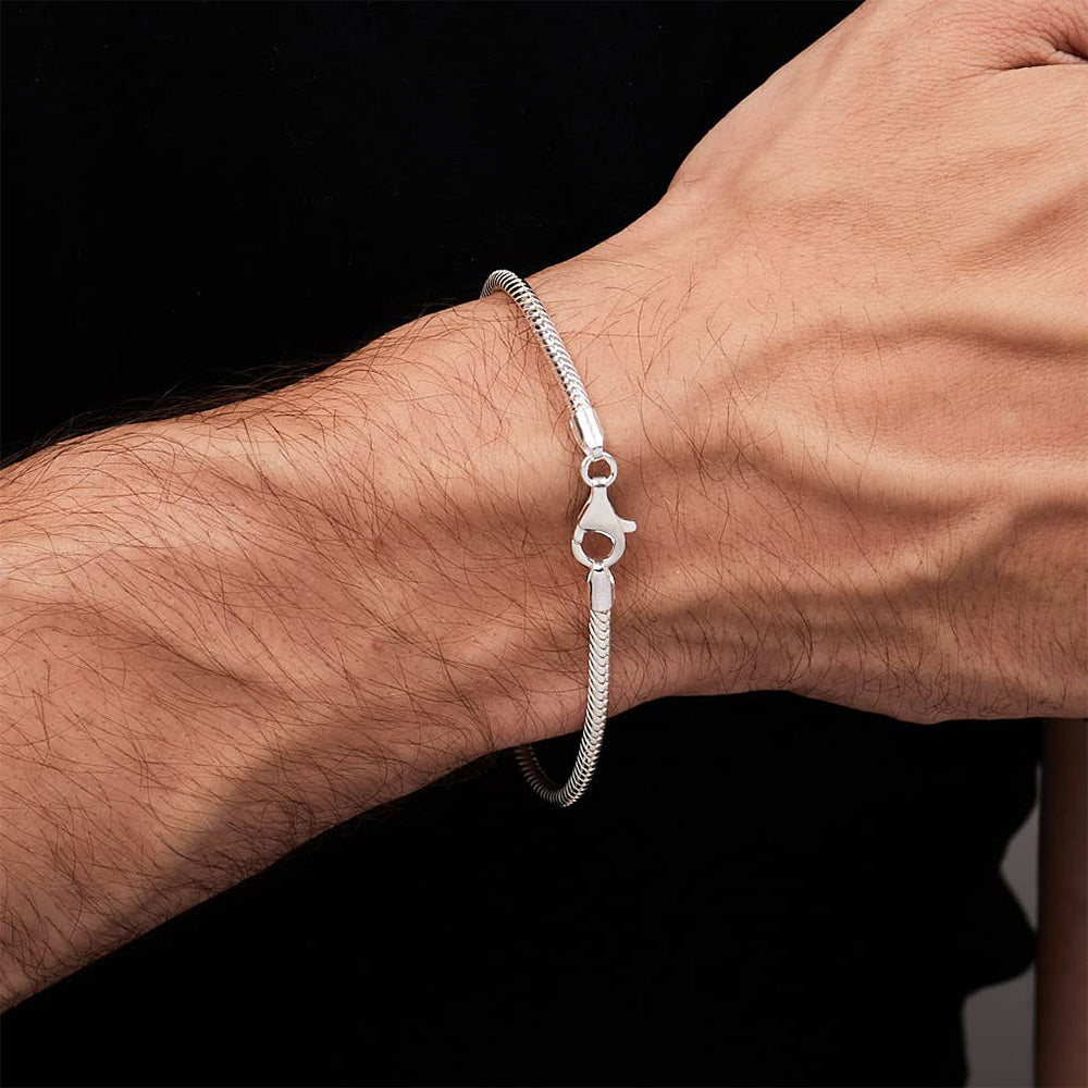 Silver Snake Chain Bracelet 3MM Thick Italian Silver Chain for Men and Women