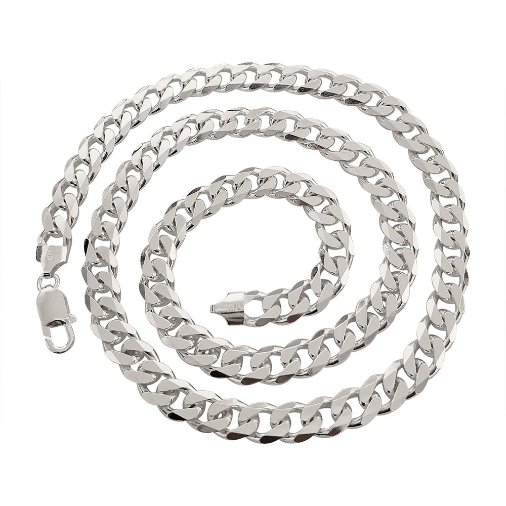 Men's Heavy 9.2mm 925 Silver Italian Curb Chain Necklace