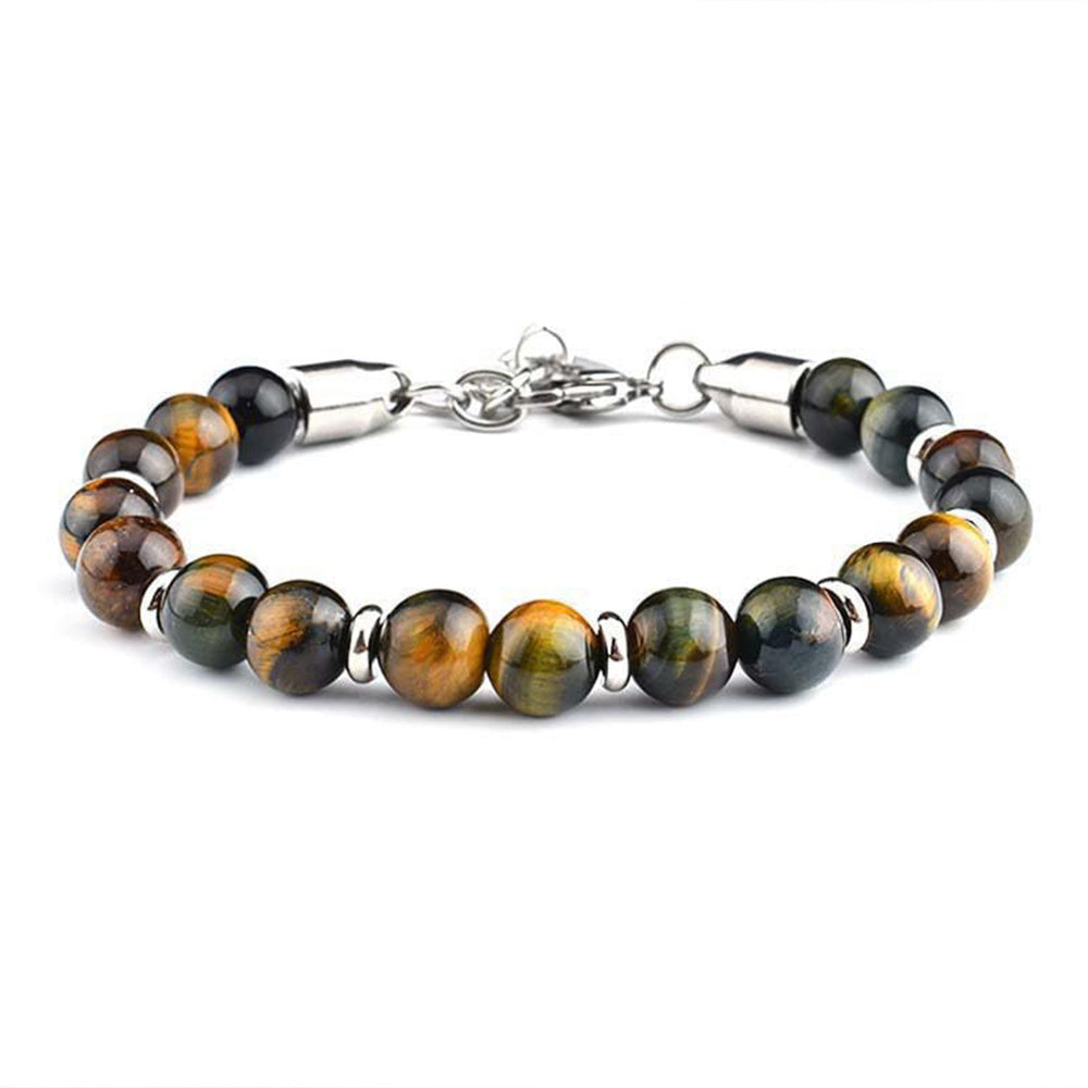 Handmade 8MM Blue Tigers Eye Natural Adjustable Gemstone Bracelet