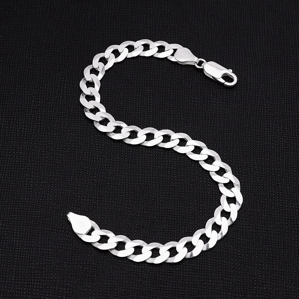 Men's 8mm Silver Italian Curb Chain