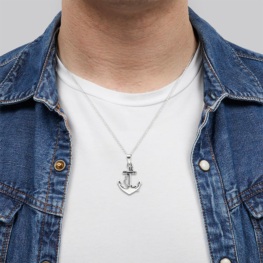 Men's 925 Silver Anchor Pendant