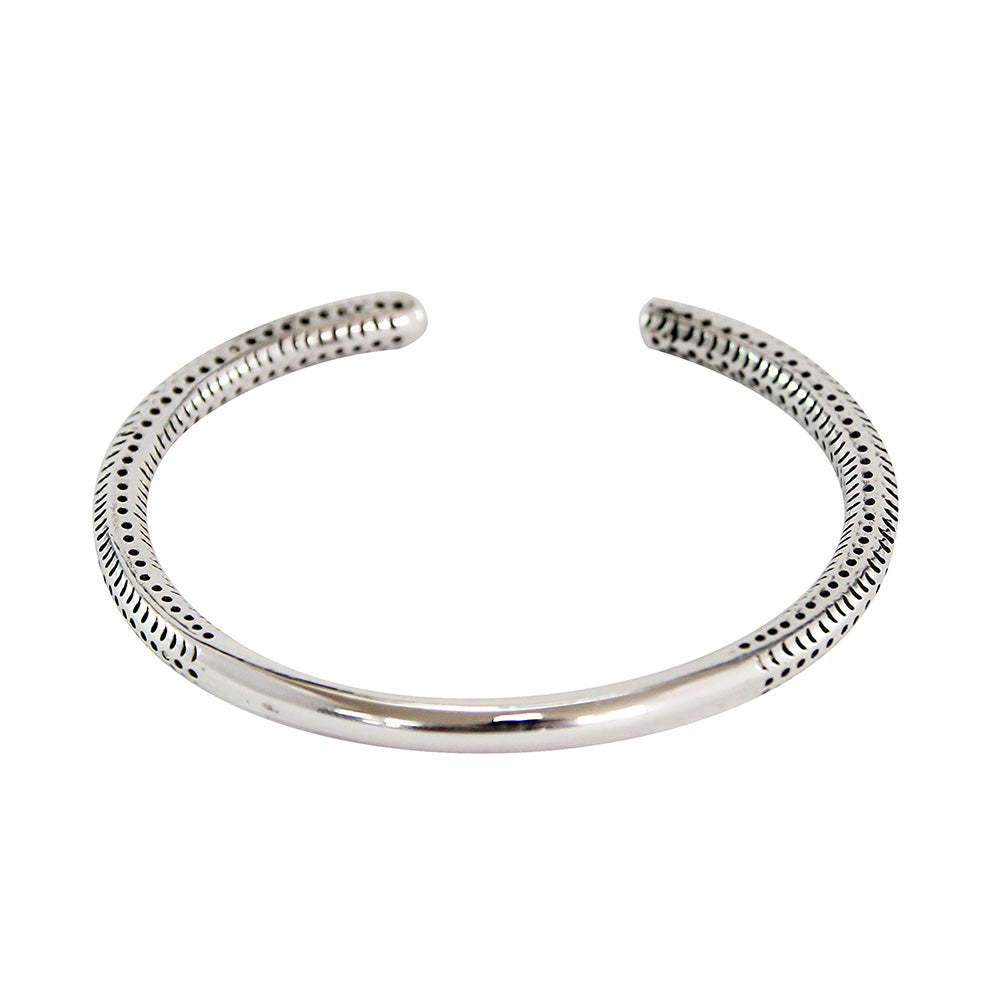 Men's Adjustable Size Solid Sterling Silver Bangle Bracelet