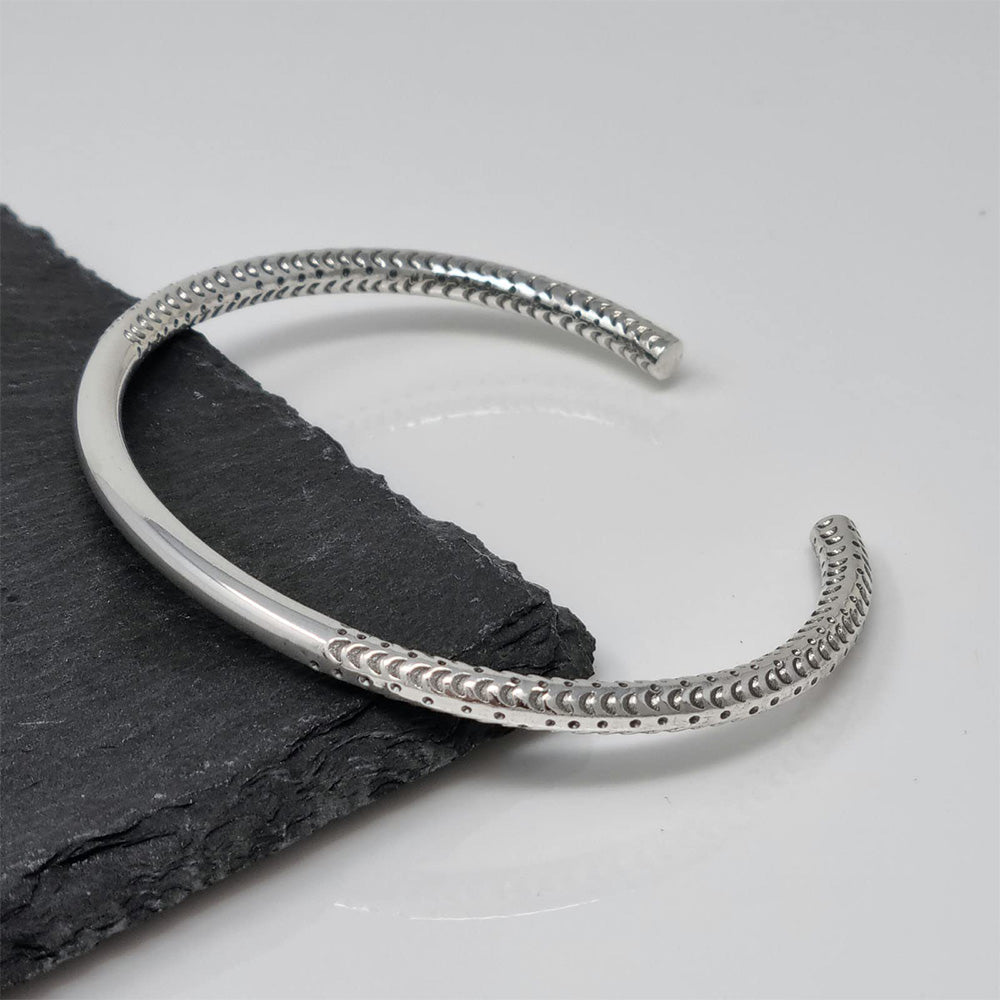 Men's Adjustable Size Solid Sterling Silver Bangle Bracelet