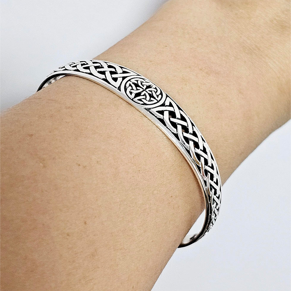 Women's 925 Sterling Silver Bangle Bracelet - Beautiful Celtic Bangle