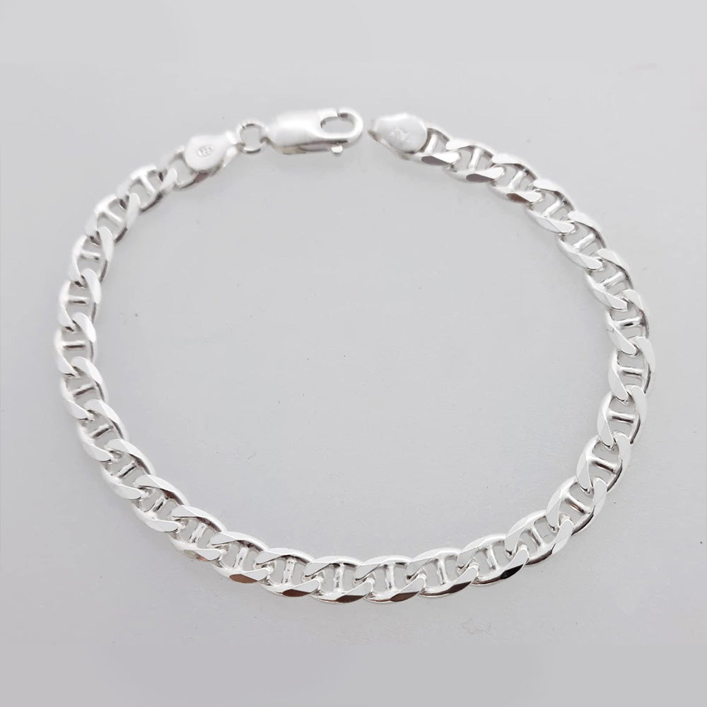 Men's 925 Sterling Silver Mariner Chain Bracelet 6.5MM