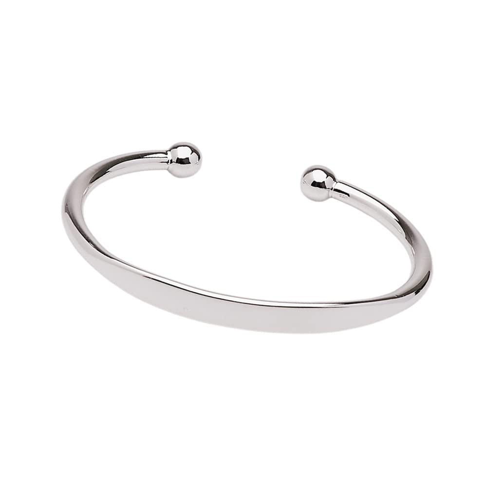 Men's Solid 925 Sterling Silver Torque Bangle - Plain Cuff Bar Silver Bracelet