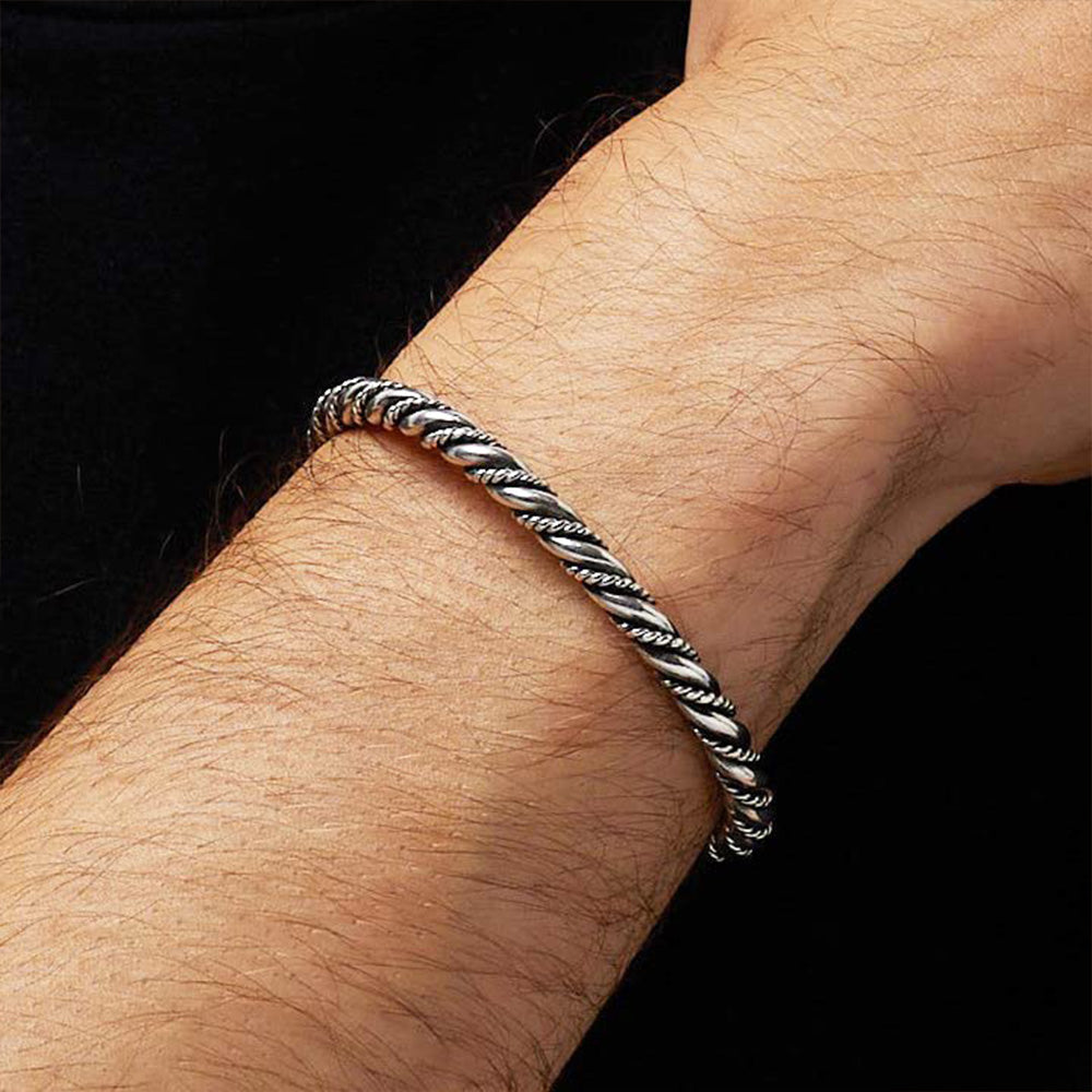 Men's silver torque bangle