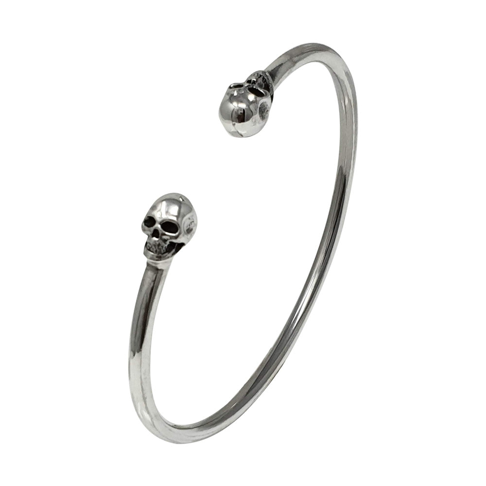 Women's Unique Handcrafted 925 Sterling Silver Skull Bangle