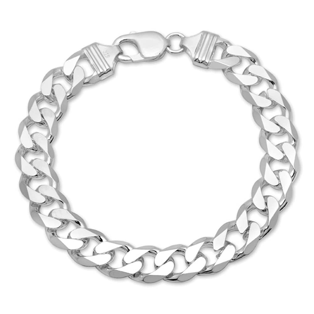 Men's 12mm  Silver Curb Chain Bracelet