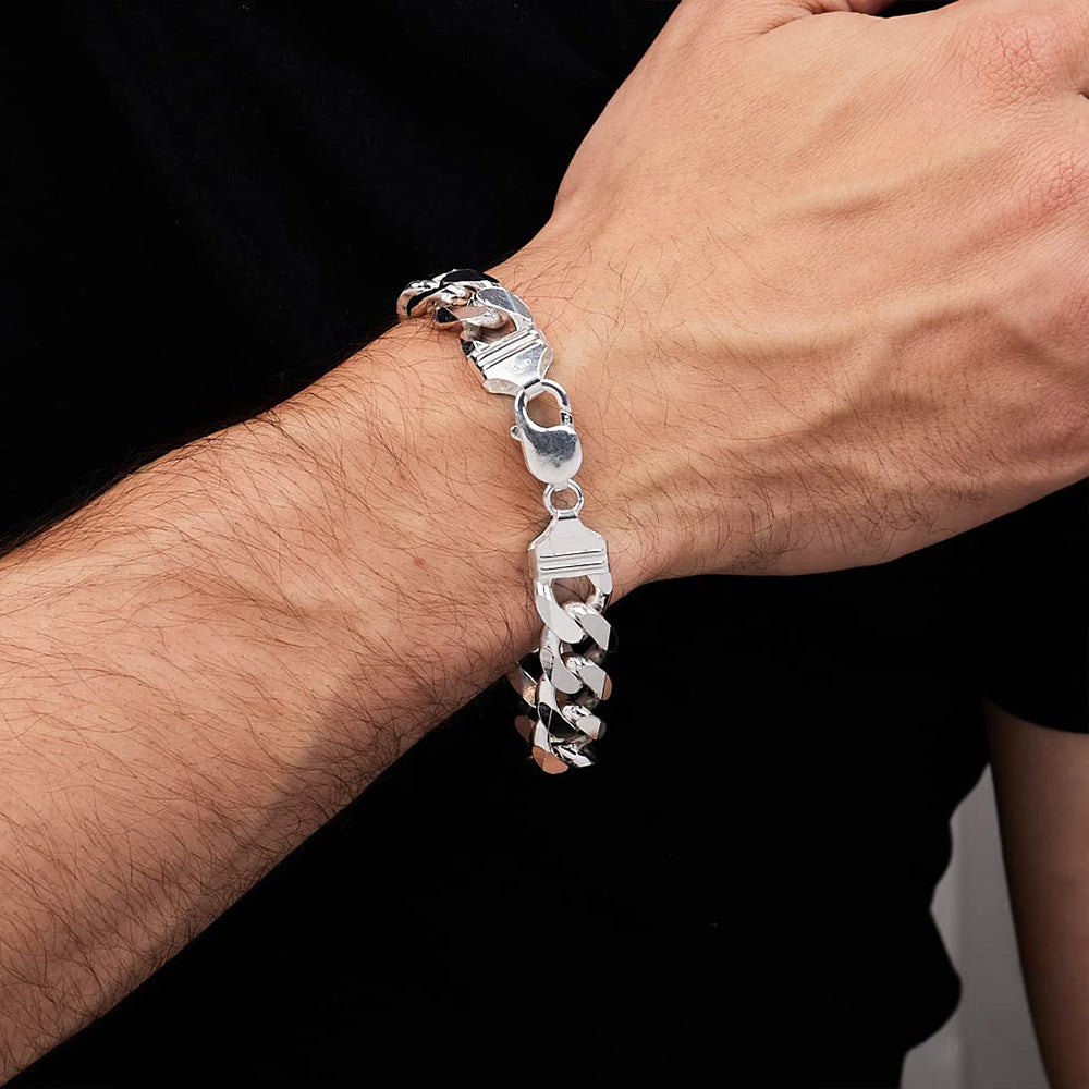 12mm Solid 925 Sterling Silver Curb Chain Bracelet