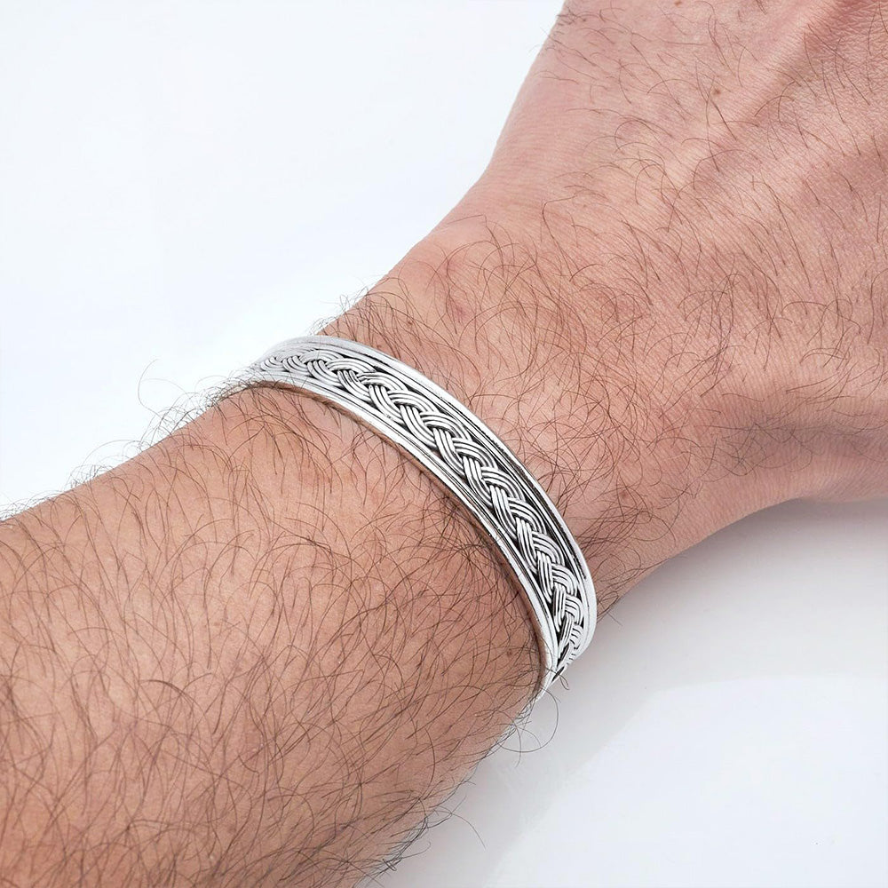 Men's 925 Sterling Silver Braided Cuff