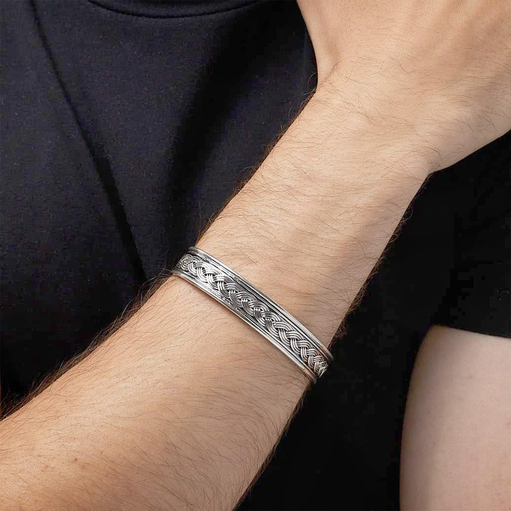 Men's 925 Sterling Silver Braided bangle