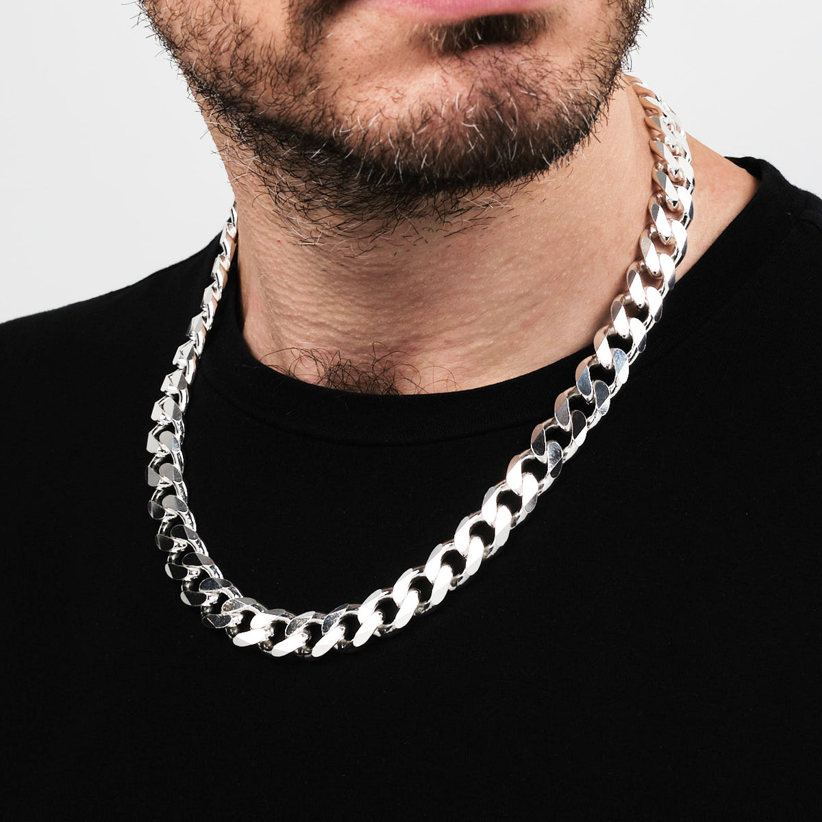 Heavy silver chain for biker