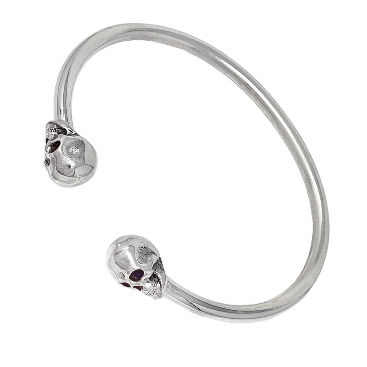 Women's Silver 925 Sterling Silver Skull Open Cuff Bangle